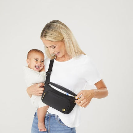 Huggies Unisex's Diaper Crossbody Bag, Black Leather
