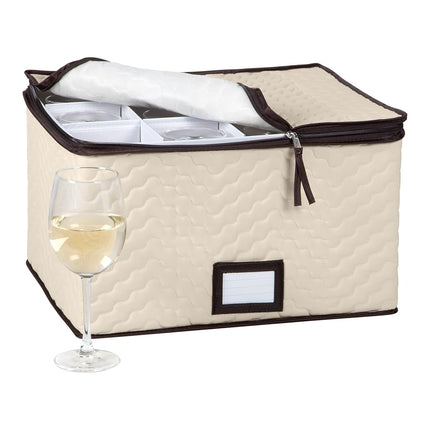 Wine Glass Storage Box with Dividers - Holds 12 St