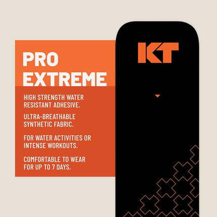 KT TAPE PRO Extreme Elastic Kinesiology Therapeutic Tape, 20 Precut 10 Inch Strips, Black