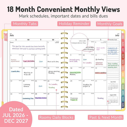 Forvencer Planner 2026-2027, 18 Month Weekly and Monthly Calendar Planner, Jan 2026 -June 2027, 6.3" x 8.4", Daily Agenda Book with Tabs, College Organizer Notebook, School Supplies for Student