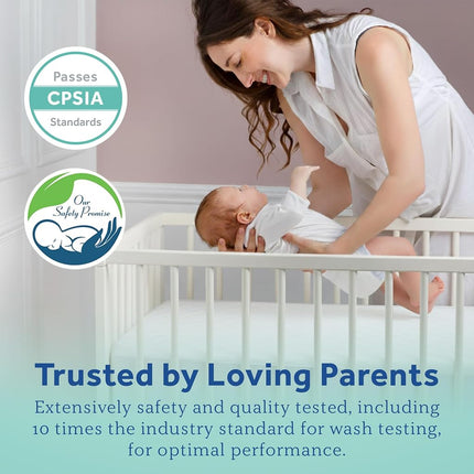 Sealy Baby Stain Protection Waterproof Crib Mattress Protector Cover, Fitted Toddler Bed Pad, Protective Sheet for Boys and Girls Bedding, Noiseless & Machine Washable/Dryer Friendly 52x28 - White