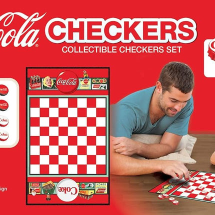 MasterPieces Coca-Cola Bottle Cap Checkers Board Game for 2 Players, Ages 6+