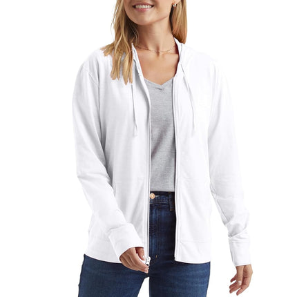 Hanes Women's jersey athletic hoodies, White, L UK
