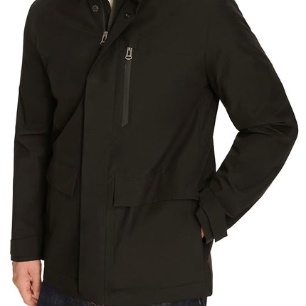 Chaqueta Parka Cole Haan de manga corta para hombre, Soft Rain, Negra, XL