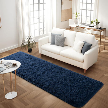 FALARK Soft Navy Blue Runner Rugs for Bedroom, 2x6