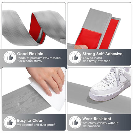 Vinyl-Door-Threshold-Ramps Floor-Transition-Strips 36 inch, Threshold 1/2'' ~ 3/5'', Thresholds Ramps for Doorways, Edge-Reducer Threshold-Transition-Strip for Home/Door/Floor (Grey)