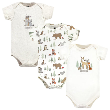 Hudson Baby Baby Cotton Bodysuits, Forest Animals,