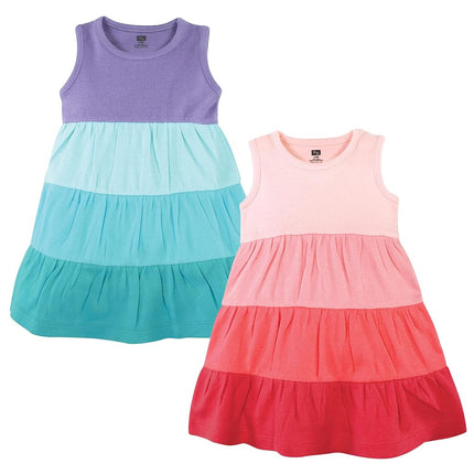 Vestidos de algodón para bebé de Hudson Baby, coral degradado turquesa, 8 años