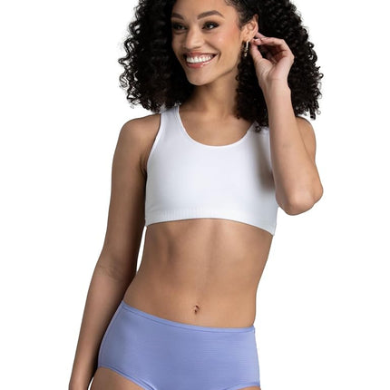 Fruit of the Loom Women's Breathable Underwear, Moisture Wicking Keeps Comfortable, Available in Plus Size, Cooling Stripes-Brief-6 Pack-Colors May Vary, 10 (Pack of 6)