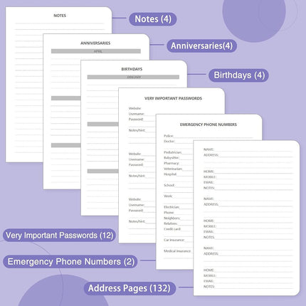 Address Book with Alphabetical Tabs, Hardcover Password Keeper 7"x10"