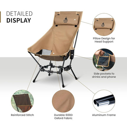 OneTigris Dragonhide Oversized Camping Chair Cushion Design Comfortable Extended Chair Folding Chair 124.7 kg Capacity