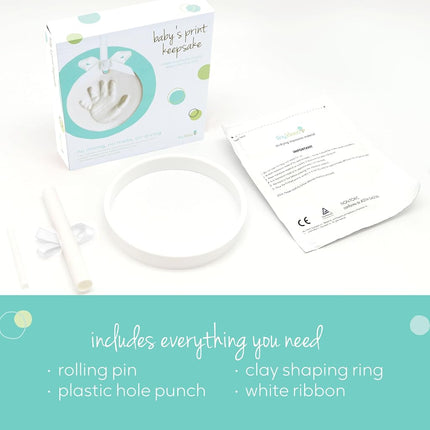 Tiny Ideas Baby Handprint or Footprint DIY Keepsake Ornament Kit, Gender Neutral Nursery Décor, Creative Baby Gift, Newborn Keepsake, White