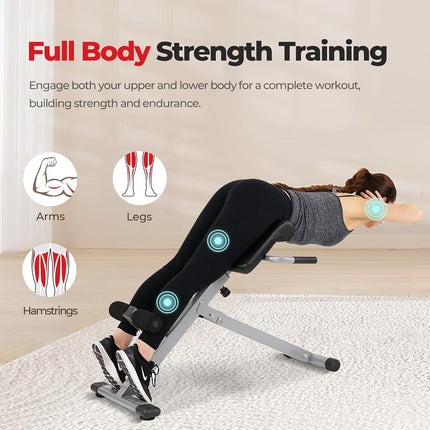 Sunny Health & Fitness Foldable Roman Chair, 45-Degree Hyperextension Bench
