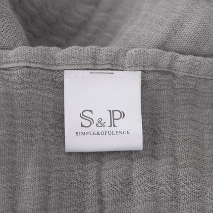 Manta de muselina de algodón sencilla y opulenta para cama y sofá, manta de gasa tejida con borlas, suave, ligera, acogedora, prelavada, transpirable, decoración de casa de campo (gris)