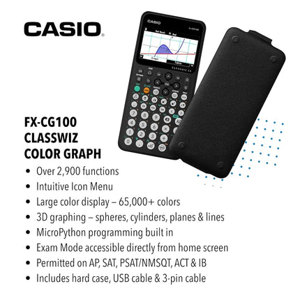 Casio fx-CG100 ClassWiz® Color Graphing Calculator with 3D Graph & Python | Large High-Res Display, Basic & Advanced Functions | Ideal for Exams, STEM, Programming & Advanced