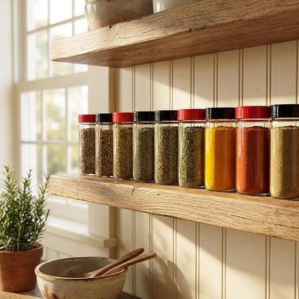 JARMING COLLECTIONS 16oz Glass Spice Shakers with Lids – Set of 2 Large Seasoning Containers with Shaker Tops for Kitchen, Pantry & Herb Storage