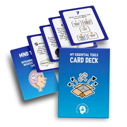 Essential Tools Card Deck – 52 Mental Health Flash Cards for Anxiety Relief, Coping Skills, Mindfulness, and Resilience Building