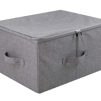Folding Storage Box with Zipper Lid and Handles, Storage Basket with Linen Fabric, Closet Drawer Removable Dividers,Dark Gray, 2 pcs