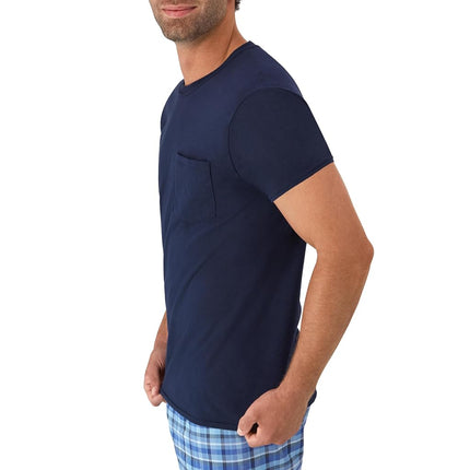 Hanes Pocket T-Shirt Pack, 6-Pack, Cool & Breathable Cotton Tees, Stay-Tucked Undershirts for Men, Grey Heather, Black, White, Navy, Blue Heather, 3X-Large