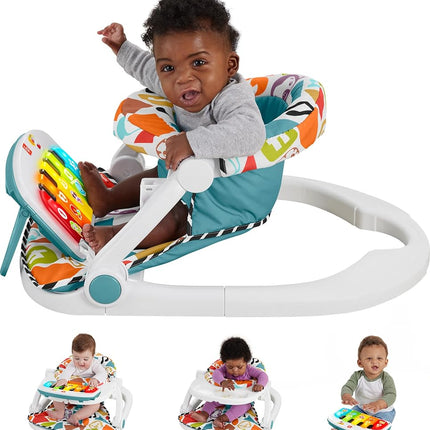 Fisher-Price Baby Portable Chair Deluxe Kick & Play Sit-Me-Up Floor Seat with Piano Learning Toy & Snack Tray for Infants to Toddlers