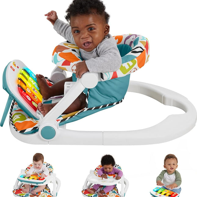 Fisher-Price Baby Portable Chair Deluxe Kick & Play Sit-Me-Up Floor Seat with Piano Learning Toy & Snack Tray for Infants to Toddlers