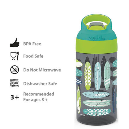 Zak Designs 16oz Riverside Desert Life Kids Water Bottle with Straw and Built in Carrying Loop Made of Durable Plastic, Leak-Proof Design for Travel, Cactus-Flamingo Pineapple, 2PK Set