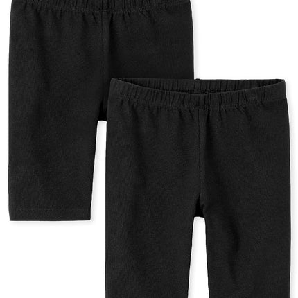 The Children's Place Pantalones cortos de ciclismo sólidos para niña, paquete de 2, color negro, talla pequeña