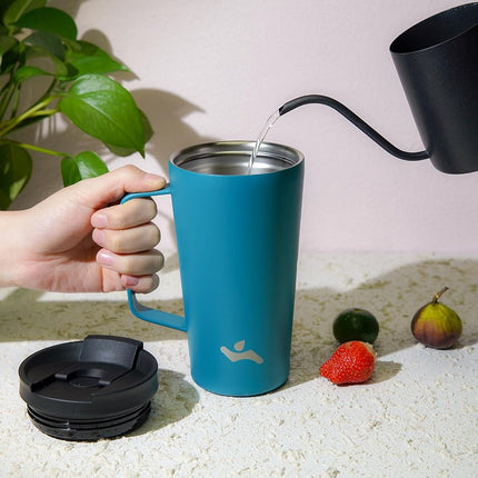 Konokyo Insulated Tumbler with Handle and Straw, 26 OZ Travel Coffee Mug Stainless Steel Cup Metal Water Bottle,Blue