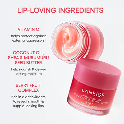 LANEIGE Lip Sleeping Mask Vanilla: Nourishing Overnight Lip Treatment with Vitamin C, Shea & Murumuru Butter for Hydrating Dry, Flaky Lips