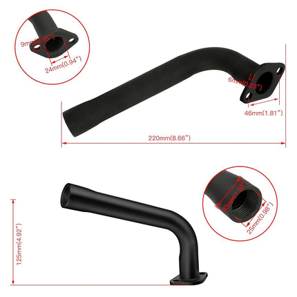 FVRITO Silenciador de tubo de escape engrosado con kit de cinta de protección térmica para Non Hemi 6.5HP Predator 212cc 196cc GX160 GX200 Coleman CT200u BT200X KT196 Baja MB200 Clone Mini Bike Go Kart Parts Negro