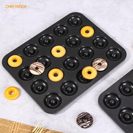 CHEFMADE Donut Pan, Nonstick 20 Cavity Mini Ring Doughnut Baking Pan