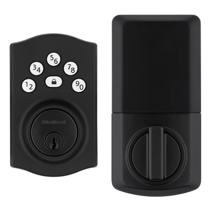 Kwikset 992400-013 Cerrojo electrónico Powerbolt, negro mate, tradicional