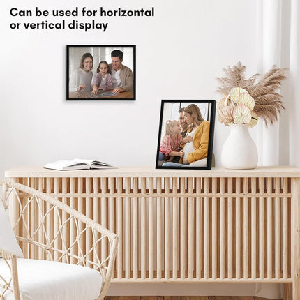 Americanflat 8x10 Picture Frame with Shatter-Resistant Glass - Streamline Collection - Thin Border Photo Frame for Wall and Tabletop Display - Hanging Hardware and Easel Back Included - Black