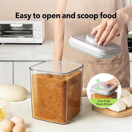 Food Storage Container Set 2.8 Qt ×2 with Lids, Airtight Pantry Canisters, BPA-Free Plastic Flour Sugar Storage Containers, One-Touch Press-to-Open Lids, Stackable Clear Jars for Rice, Cereal, Coffee