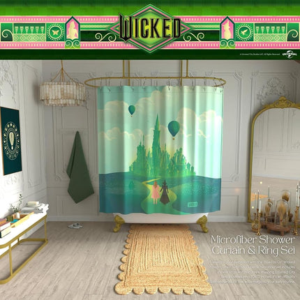 Franco Collectibles Wicked Elphaba & Glinda 13 Piece Microfiber Shower Curtain and Ring Set, 70x72, (Officially Licensed Product)