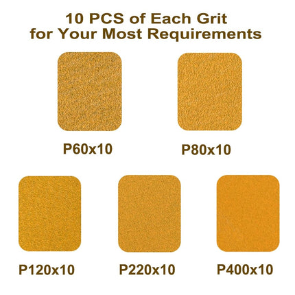Aiyard 5-Inch 8-Hole Hook and Loop Sanding Discs 60-400 Mixed Grit, 50-Pack