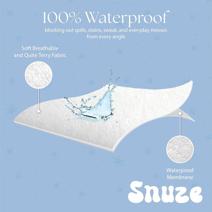 Protège-matelas éponge Snuze – Grand Lit, Housse Imperméable – Doux, Respirant, Lavable en Machine, Convient aux Matelas Jusqu'à 50 cm d'Épaisseur