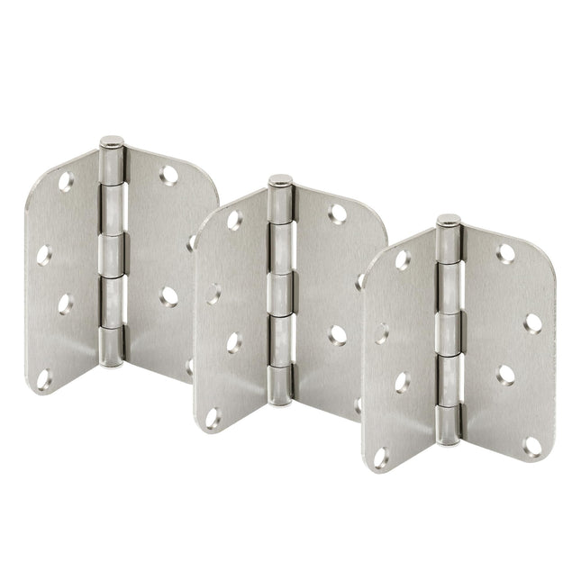Charnière de porte Prime-Line U 1150953 résidentielle à pivot lisse, 10,16 cm x 10,16 cm avec coins arrondis de 1,59 cm, 4 trous par paumelle avec vis, finition nickel satiné, calibre 0,087 po (paquet de 3)