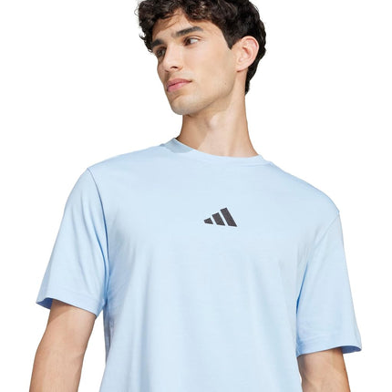 Adidas Mens Essentials Small Logo Single Jersey T-Shirt, Blue/Black, XX-S