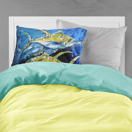 Caroline's Treasures MW1125PILLOWCASE Fish-Tuna Blue Moisture Wicking Fabric Standard Pillowcase, Large, Multicolor
