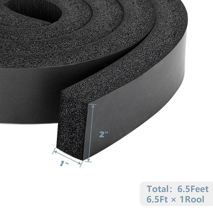 NBR-PVC Foam Window AC Insulation Strip, 2 X 1 Inch High Resilience Weather Seal Roll with Non-Viscous Design (6.5 Feet Long)
