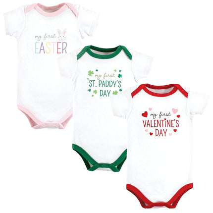 Hudson Baby Baby Cotton Bodysuits, Girl First Valentine Easter, 9-12 Months