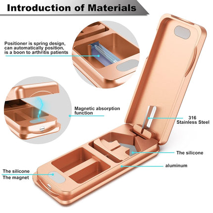 JEINAPA Pill Cutter with Auto Centering Device, Aluminum Pill Splitter with 316L Stainless Blade, Genuine Leather Case, Professional Pill Splitter for Cutting Small Pills or Large Pills (Rose Gold)