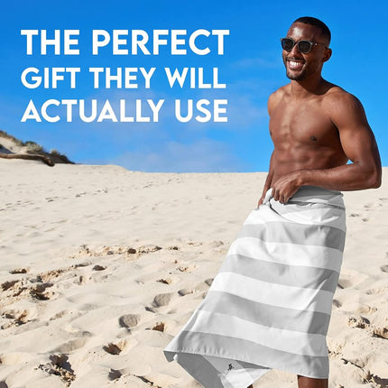 Dock & Bay Beach Towel - Quick Dry, Sand Free - Compact, Lightweight - 100% Recycled - Includes Bag - Cabana Light - Goa Grey - Extra Large (200x90cm, 78x35)