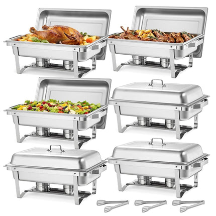 VEVOR Rectangle Chafing Dish, 9 Qt 6 Pack Stainles
