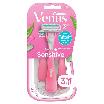 Gillette Venus Sensitive Skin Disposable Razor, 3-Count Tubs (Pack of 2)