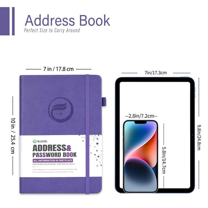 Address Book with Alphabetical Tabs, Hardcover Password Keeper 7"x10"