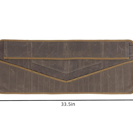 Tool Bag, Heavy Duty Waxed Canvas Wrench Tool Roll Up Pouch, Multi-Purpose Small Hand Tools Organizer Holder with 24 Pockets (Black)