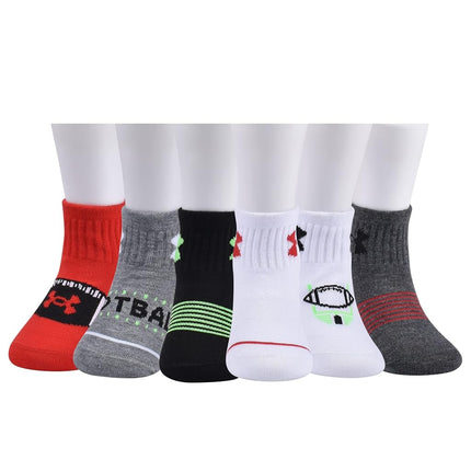 Under Armour Baby Boys' Multi Pack Printed Quarter Sock, Red Multi, 6-12 Months