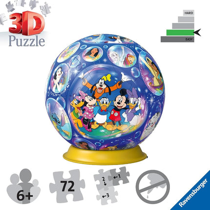 Ravensburger 3D Puzzle Ball - Disney Characters - Ages 6+, 72 Pieces